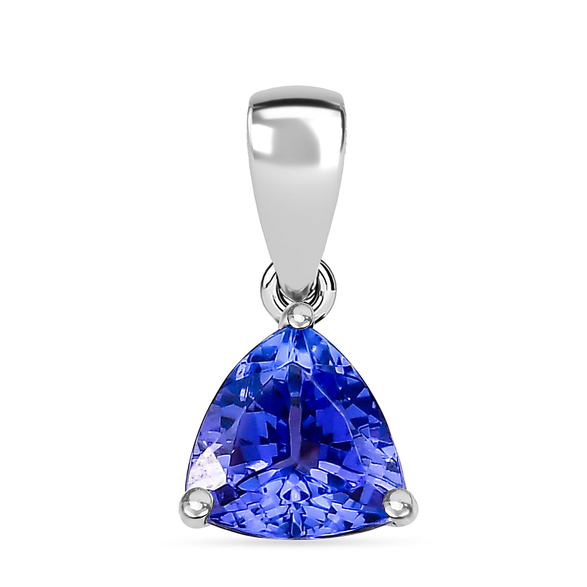 20TH BIRTHDAY - 950 Platinum AAAA Tanzanite Trilliant Solitaire Pendant 1.05 Ct