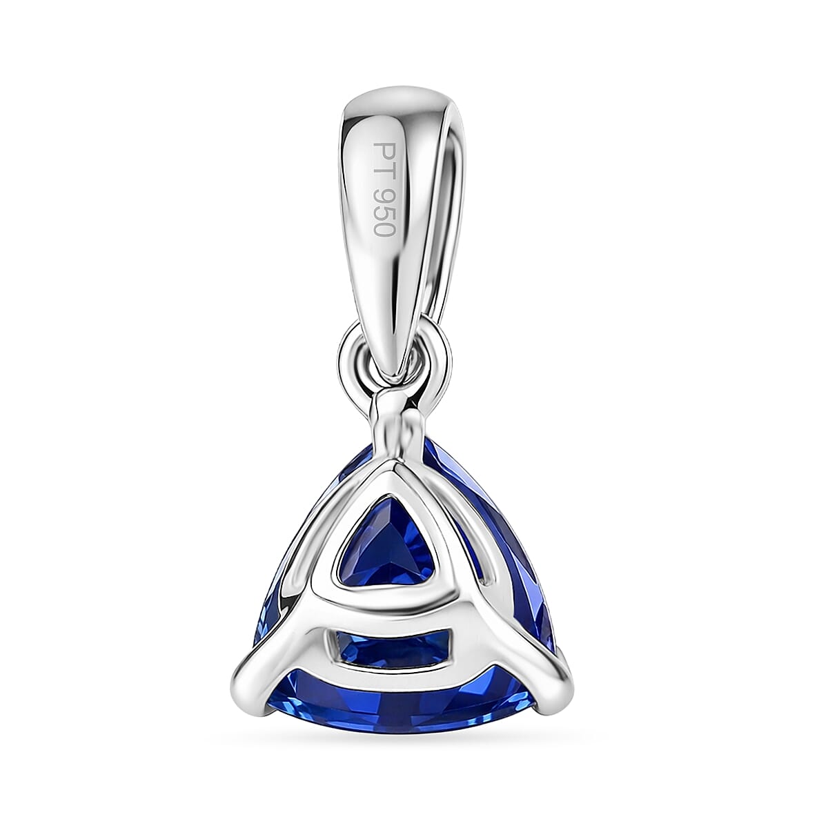 20TH BIRTHDAY - 950 Platinum AAAA Tanzanite Trilliant Solitaire Pendant 1.05 Ct
