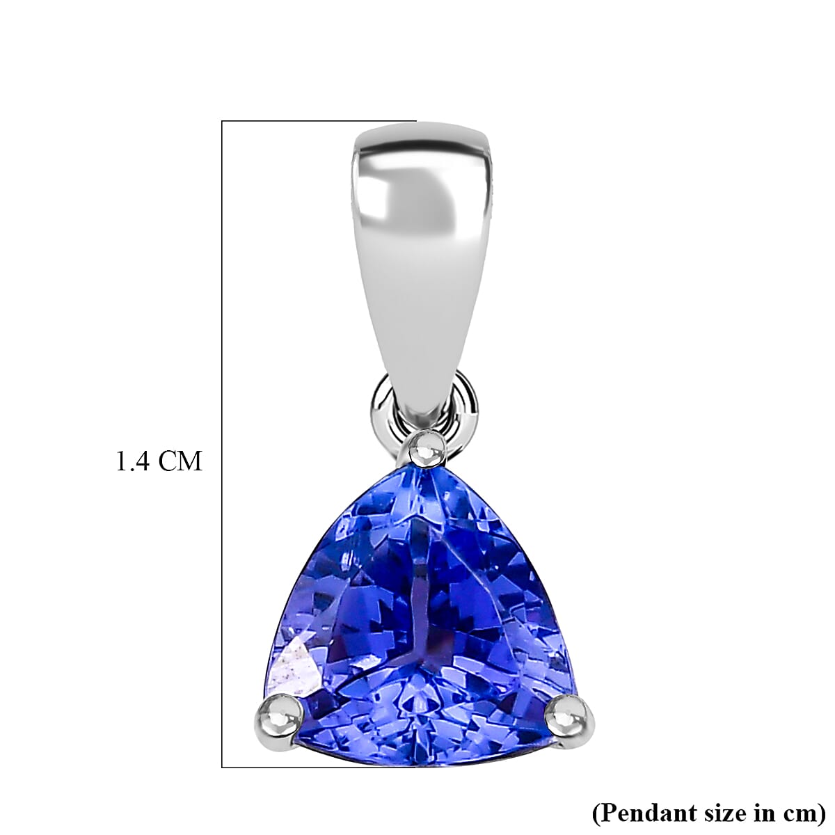 20TH BIRTHDAY - 950 Platinum AAAA Tanzanite Trilliant Solitaire Pendant 1.05 Ct