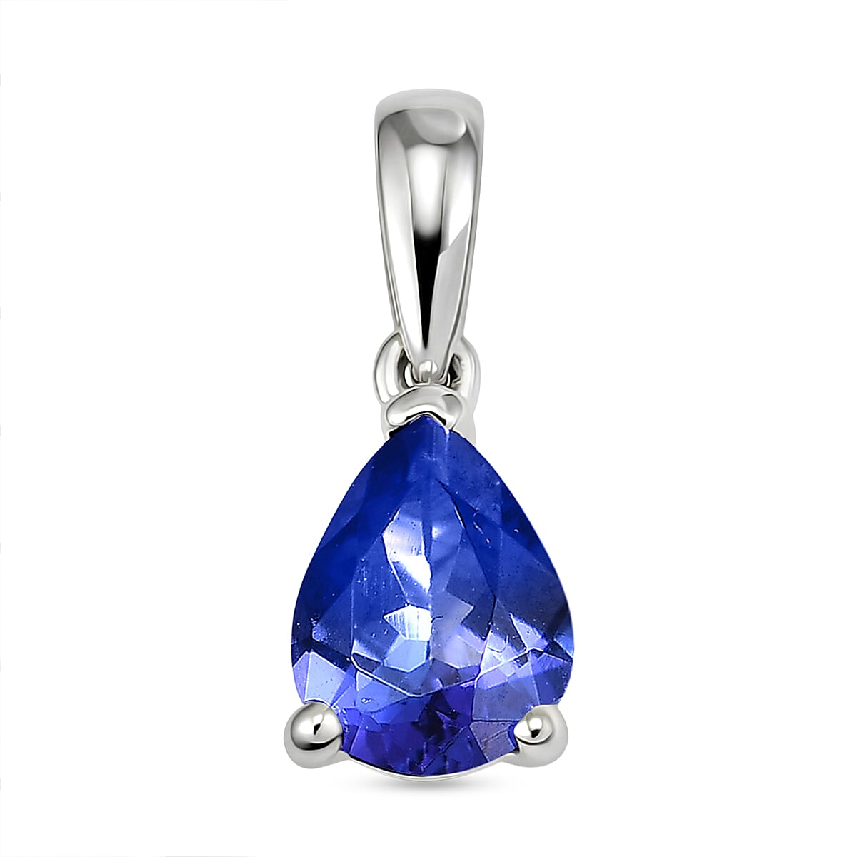 950 Platinum AAAA Tanzanite Pear Cut Solitaire Pendant 1.06 Ct, Platinum Wt. 1.13 Gms
