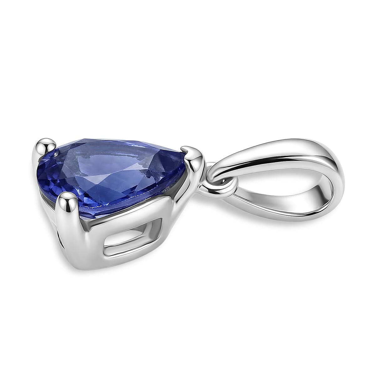 950 Platinum AAAA Tanzanite Pear Cut Solitaire Pendant 1.06 Ct, Platinum Wt. 1.13 Gms