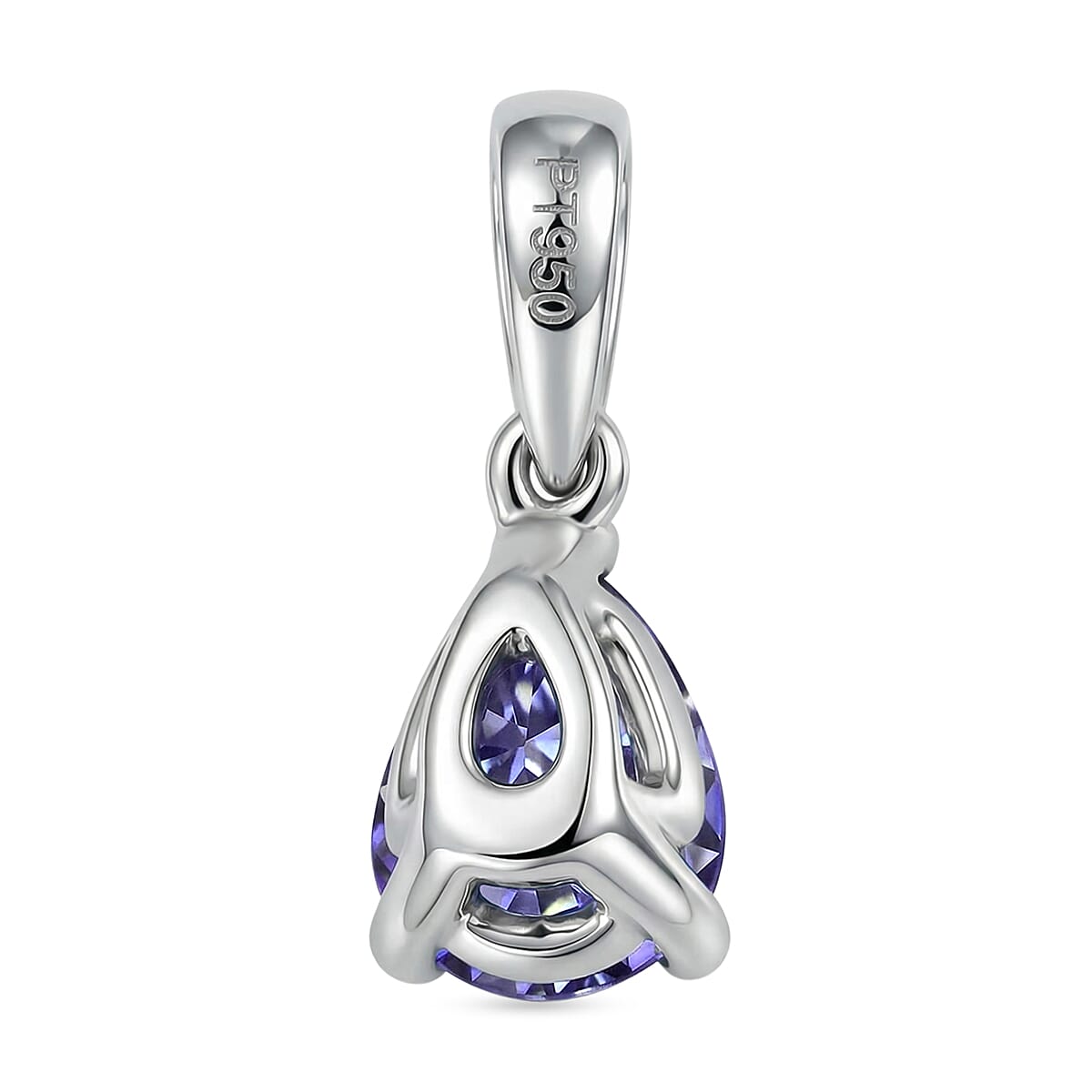 950 Platinum AAAA Tanzanite Pear Cut Solitaire Pendant 1.06 Ct, Platinum Wt. 1.13 Gms