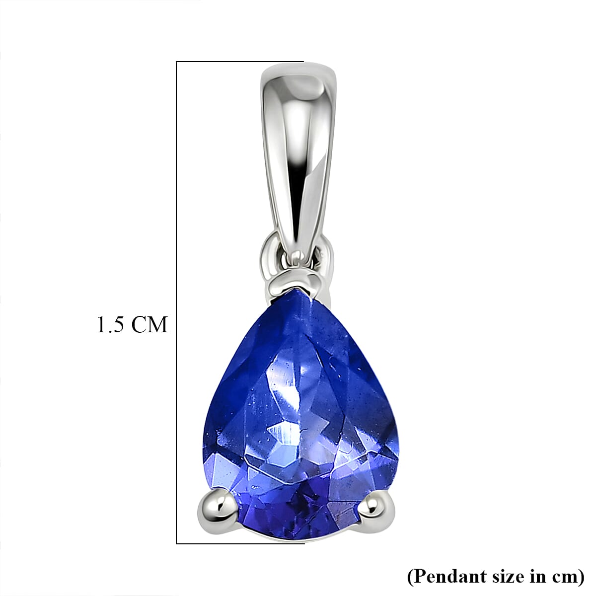 950 Platinum AAAA Tanzanite Pear Cut Solitaire Pendant 1.06 Ct, Platinum Wt. 1.13 Gms