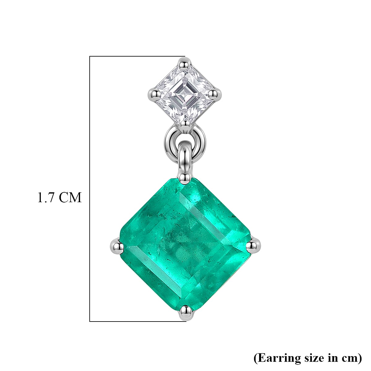 D'Joy Emeraldine Triplet Quartz & Moissanite Dangling Earring with Push Post in Platinum Overlay Sterling Silver 4.06 Ct.