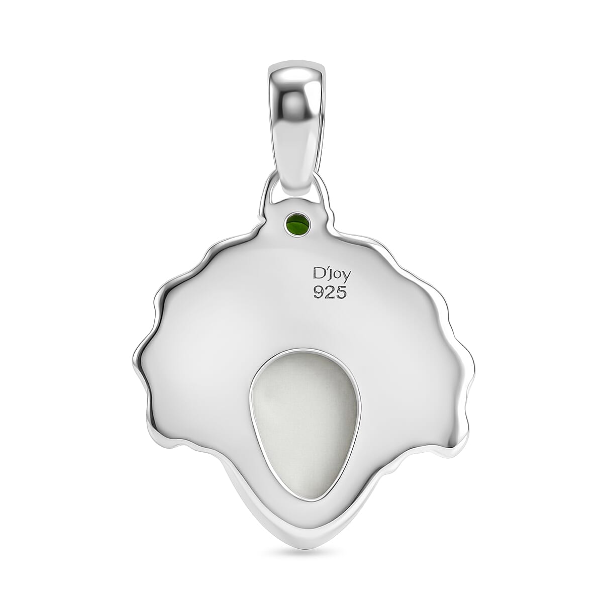 Royal Bali Collection - D'Joy Ox Bone & Natural Chrome Diopside Sterling Silver Pendant  2.05 Ct, Silver Wt. 12.50 Gms
