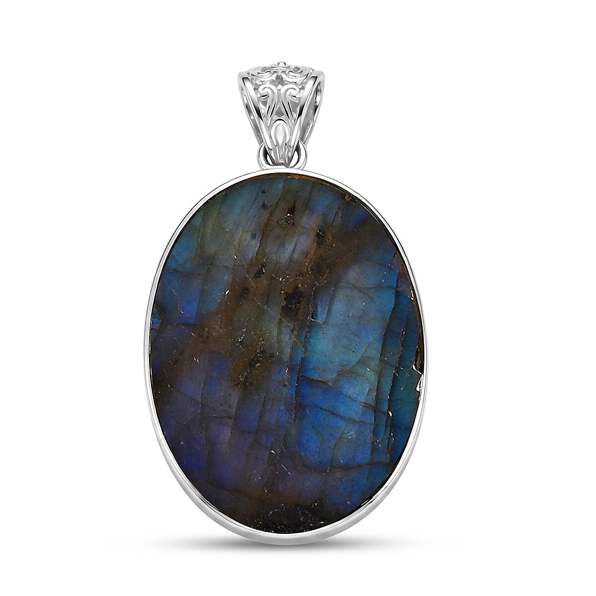 Royal Bali Collection - D'Joy Labradorite Sterling Silver Solitaire Pendant 40.00 Ct.