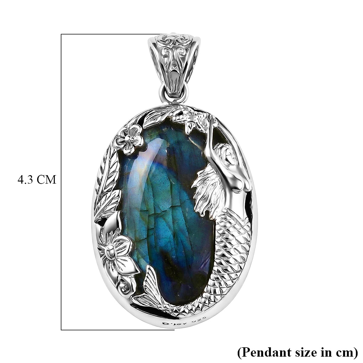 Royal Bali Collection - D'Joy Labradorite Sterling Silver Solitaire Pendant 40.00 Ct.