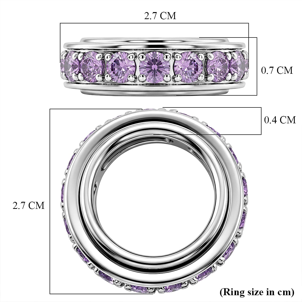 EverTrue - Amethyst Cubic Zirconia Eternity Band Ring 7.50 Ct.