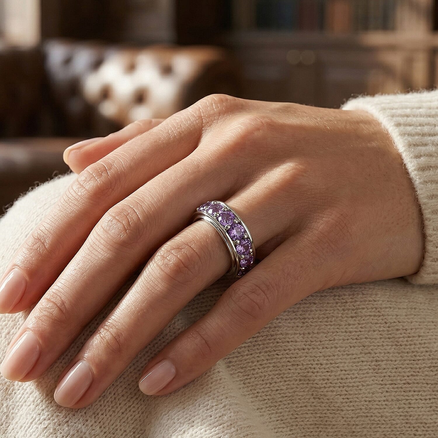 EverTrue - Amethyst Cubic Zirconia Eternity Band Ring 7.50 Ct.