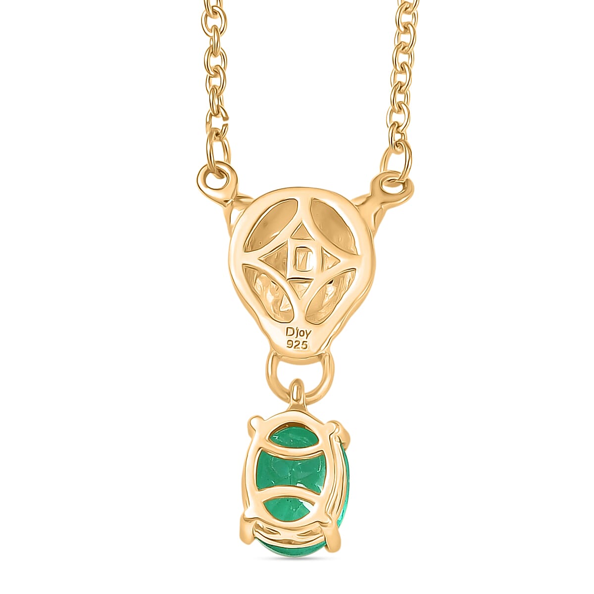 D'Joy Emeraldine Triplet Oval Cut & Black Spinel Necklace (Size - 20) in Yellow Gold Tone 1.62 Ct.