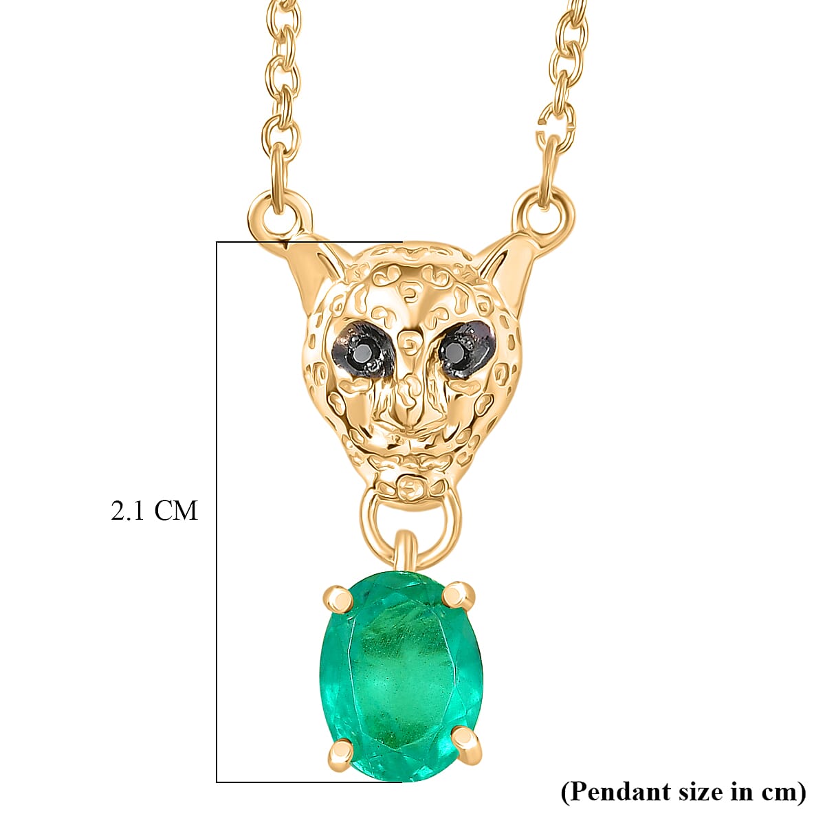 D'Joy Emeraldine Triplet Oval Cut & Black Spinel Necklace (Size - 20) in Yellow Gold Tone 1.62 Ct.