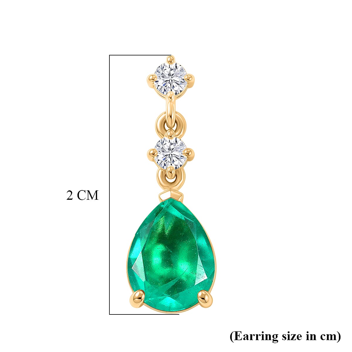 D'Joy Emeraldine Triplet Quartz & White Topaz Pear Cut Dangling Earring in Yellow Gold Plated Sterling Silver 4.00 Ct.