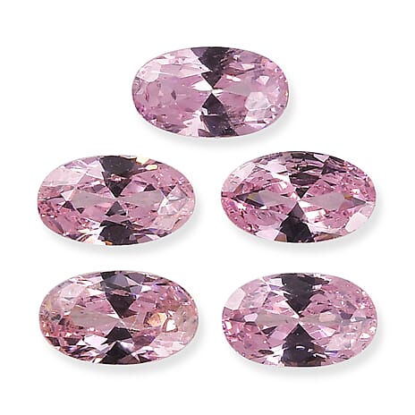 Set Of 5 Pink Cubic Zirconia Oval Cut 5X3 mm Gemstone, 1.63 Ct