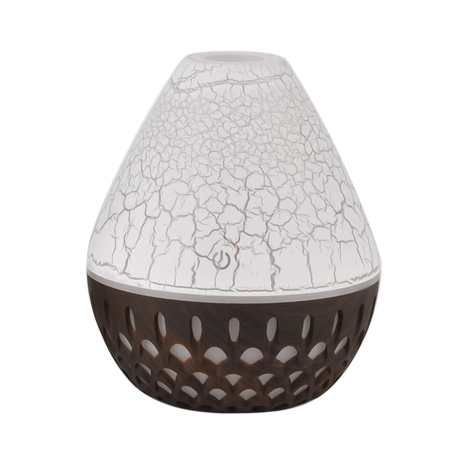 Ultrasonic Humidifier and 7 Essential Oils - Peppermint, Jasmine, Lemongrass, Eucalyptus, Rose, Lavender, Orange (200ml) - White - Light Dark Brown