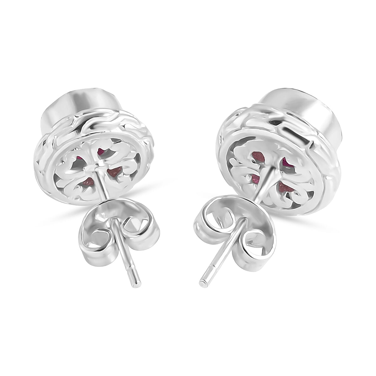 Royal Bali Collection - D'Joy African Ruby Sterling Silver Stud Earring with Push Back 2.80 Ct.