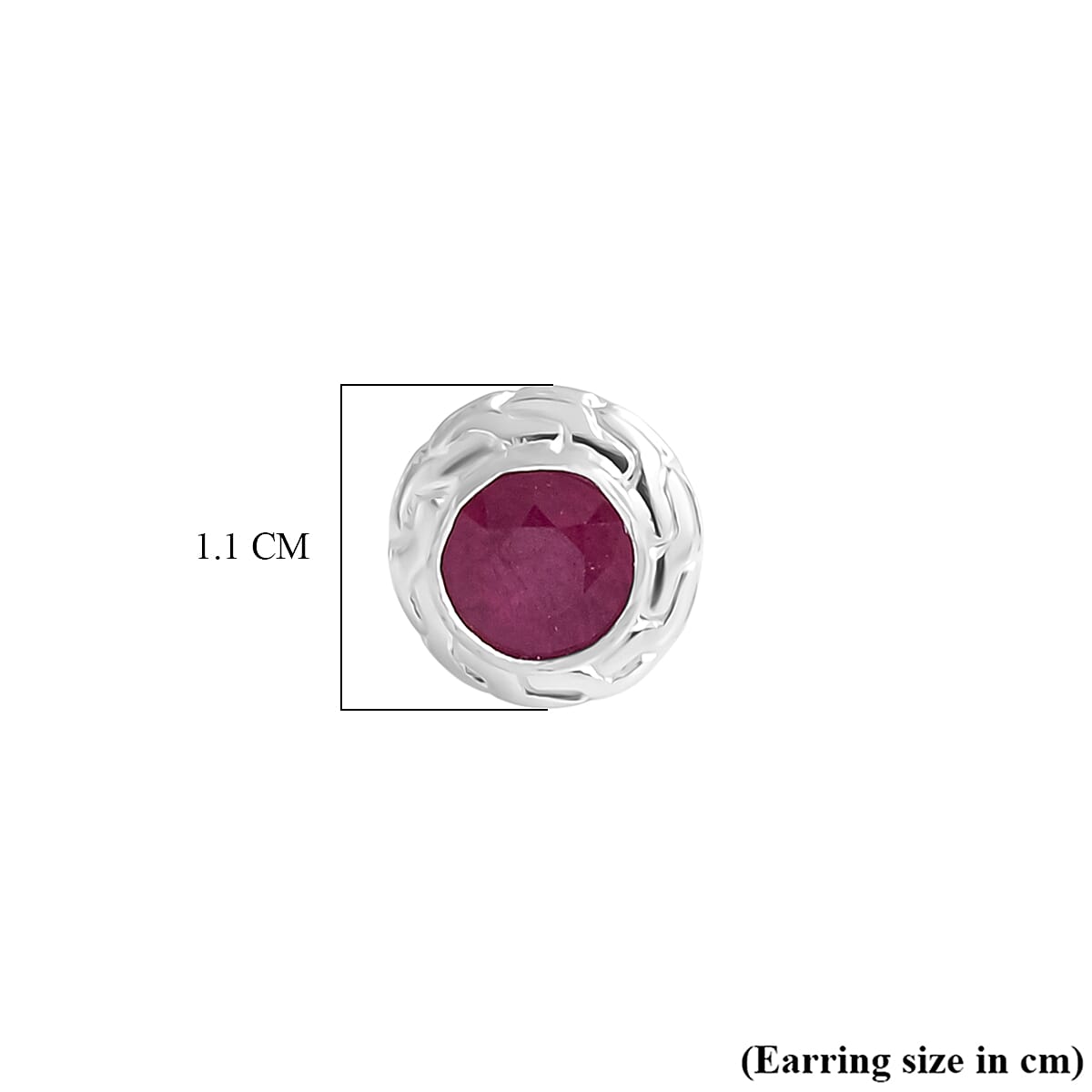 Royal Bali Collection - D'Joy African Ruby Sterling Silver Stud Earring with Push Back 2.80 Ct.