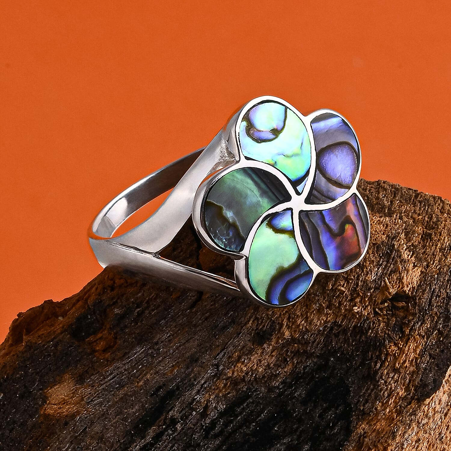 Royal Bali Collection - D'Joy Abalone Shell Sterling Silver Floral Ring 1.50 Ct.