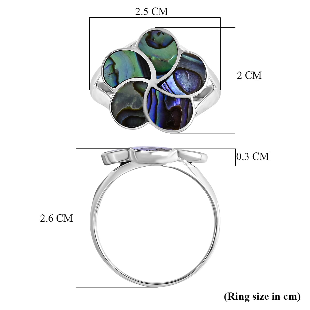 Royal Bali Collection - D'Joy Abalone Shell Sterling Silver Floral Ring 1.50 Ct.