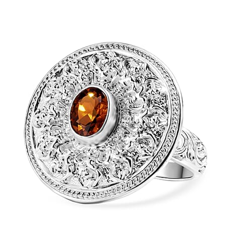 Royal Bali Collection - D'Joy Crimson Fire Opal Sterling Silver Cluster Disc Ring 1.50 Ct.