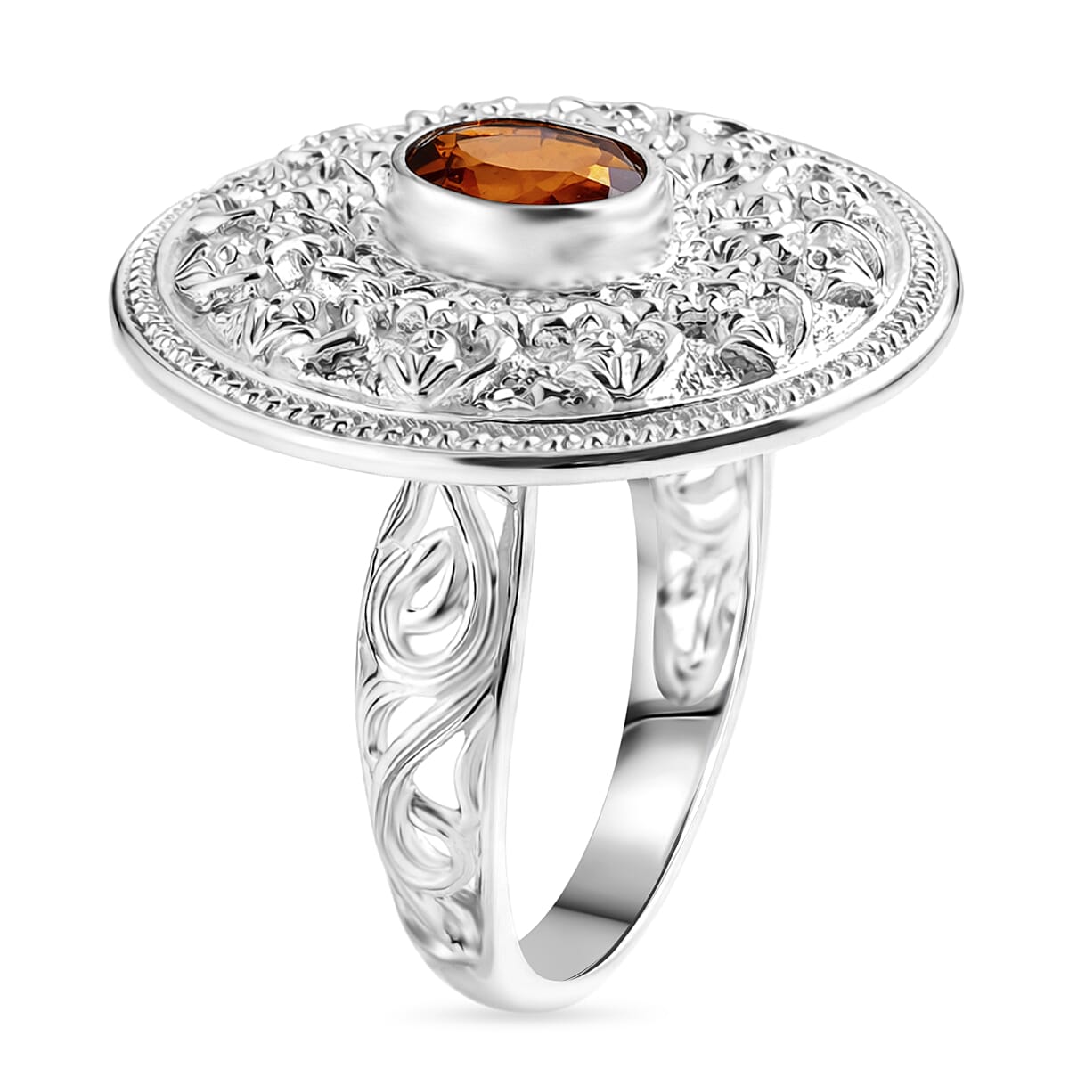 Royal Bali Collection - D'Joy Crimson Fire Opal Sterling Silver Cluster Disc Ring 1.50 Ct.