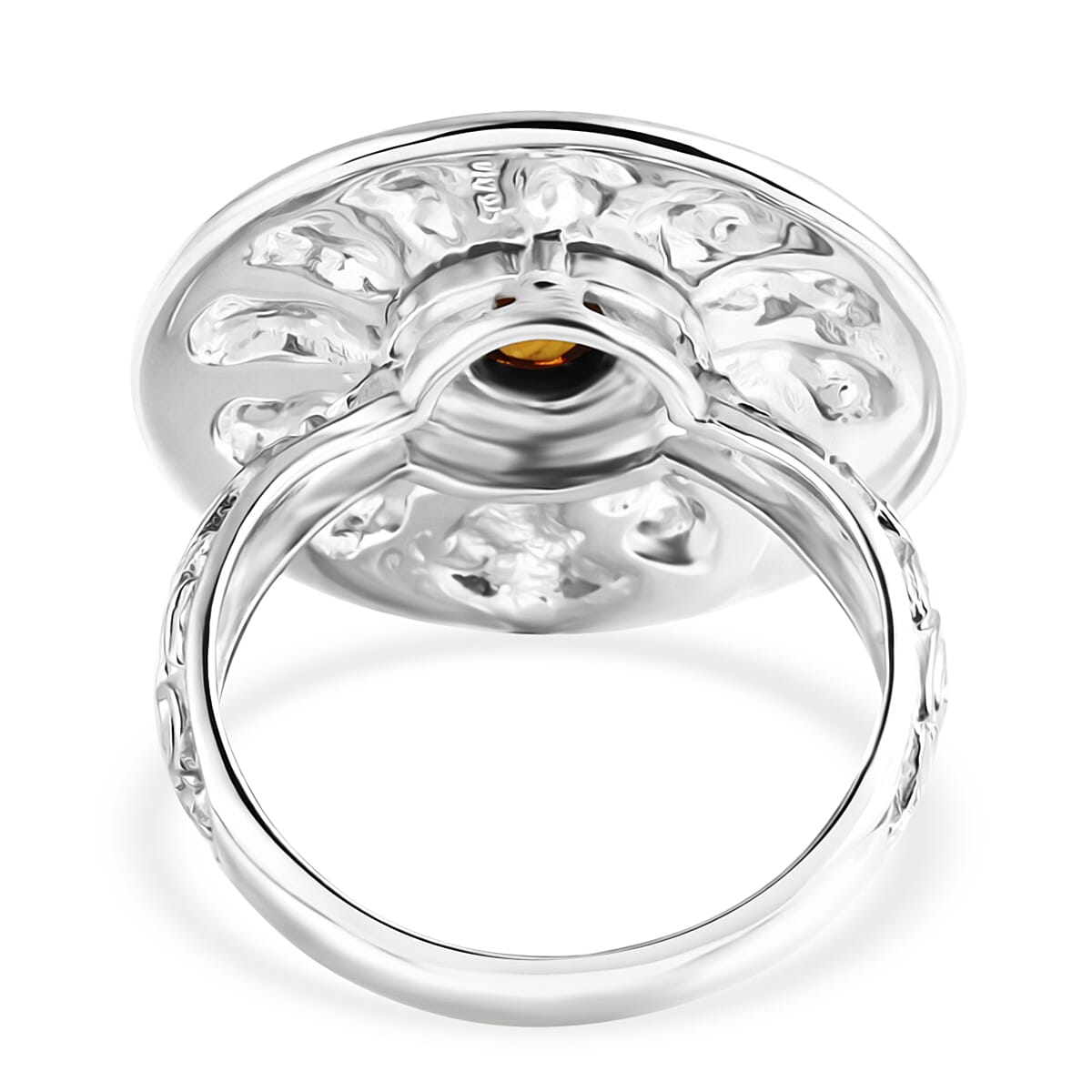 Royal Bali Collection - D'Joy Crimson Fire Opal Sterling Silver Cluster Disc Ring 1.50 Ct.