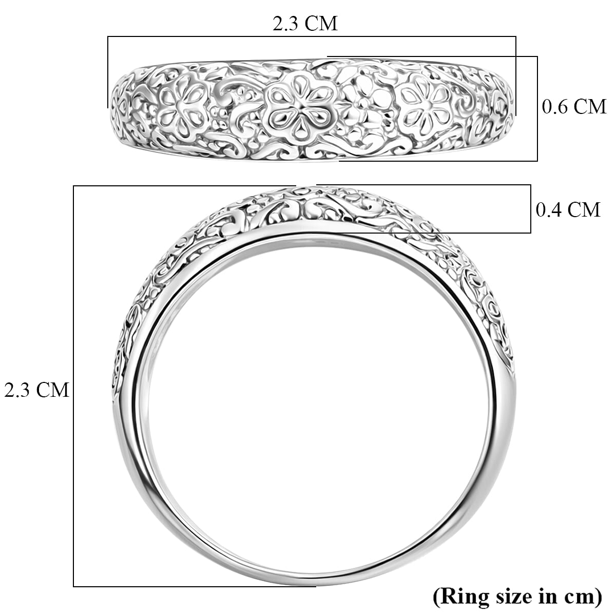 Royal Bali Collection - Sterling Silver Floral Band Ring