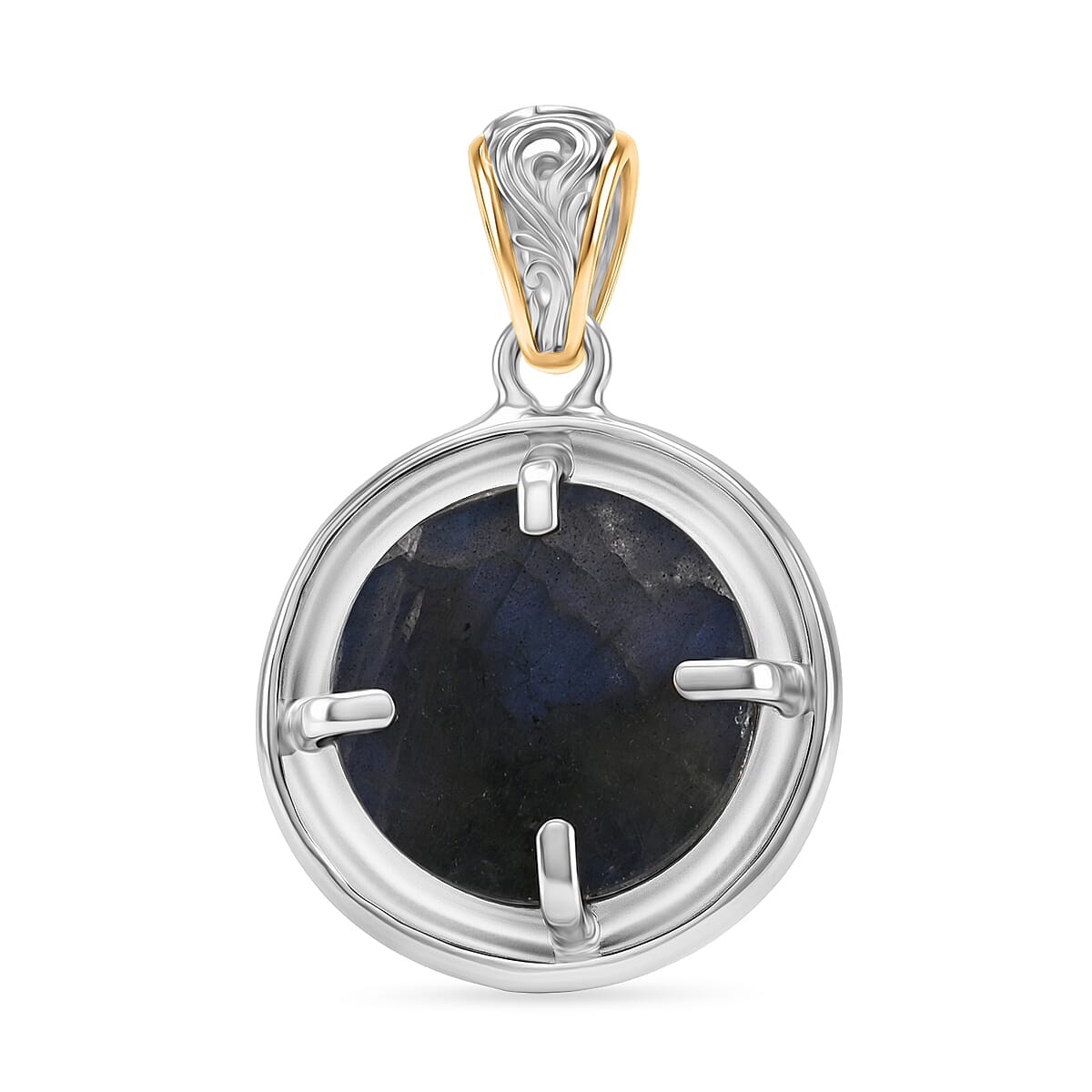 Royal Bali Collection - D'Joy Labradorite Dragon Pendant in Yellow Gold Plated Sterling Silver 18.16 Ct.