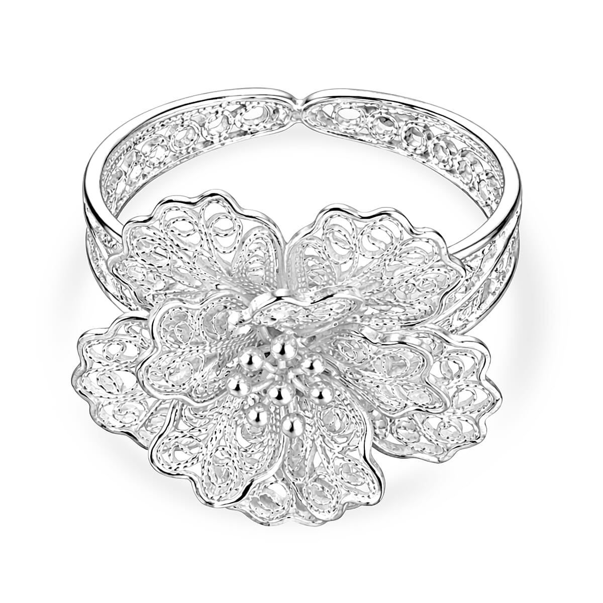 Royal Bali Collection - Sterling Silver Floral Ring