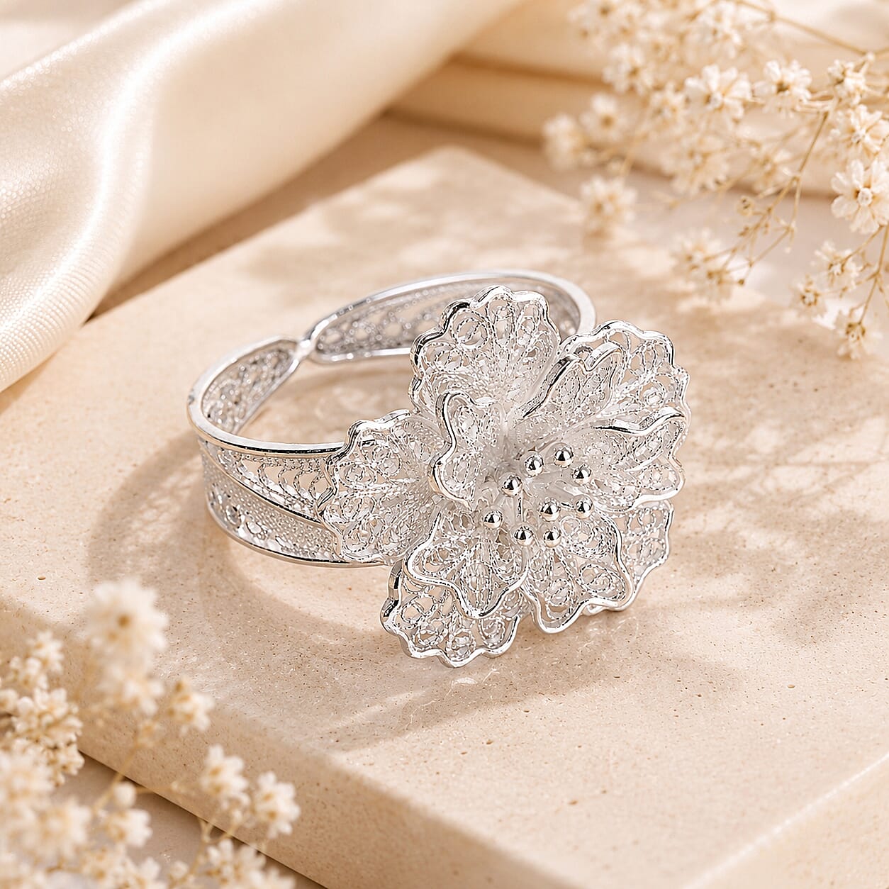 Royal Bali Collection - Sterling Silver Floral Ring
