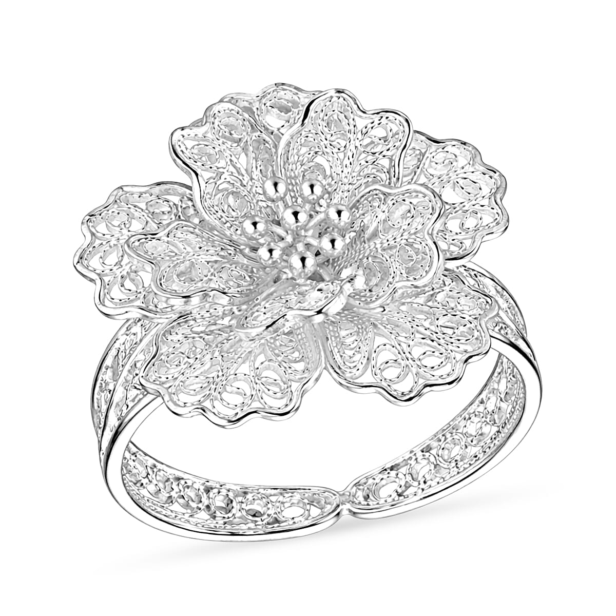 Royal Bali Collection - Sterling Silver Floral Ring