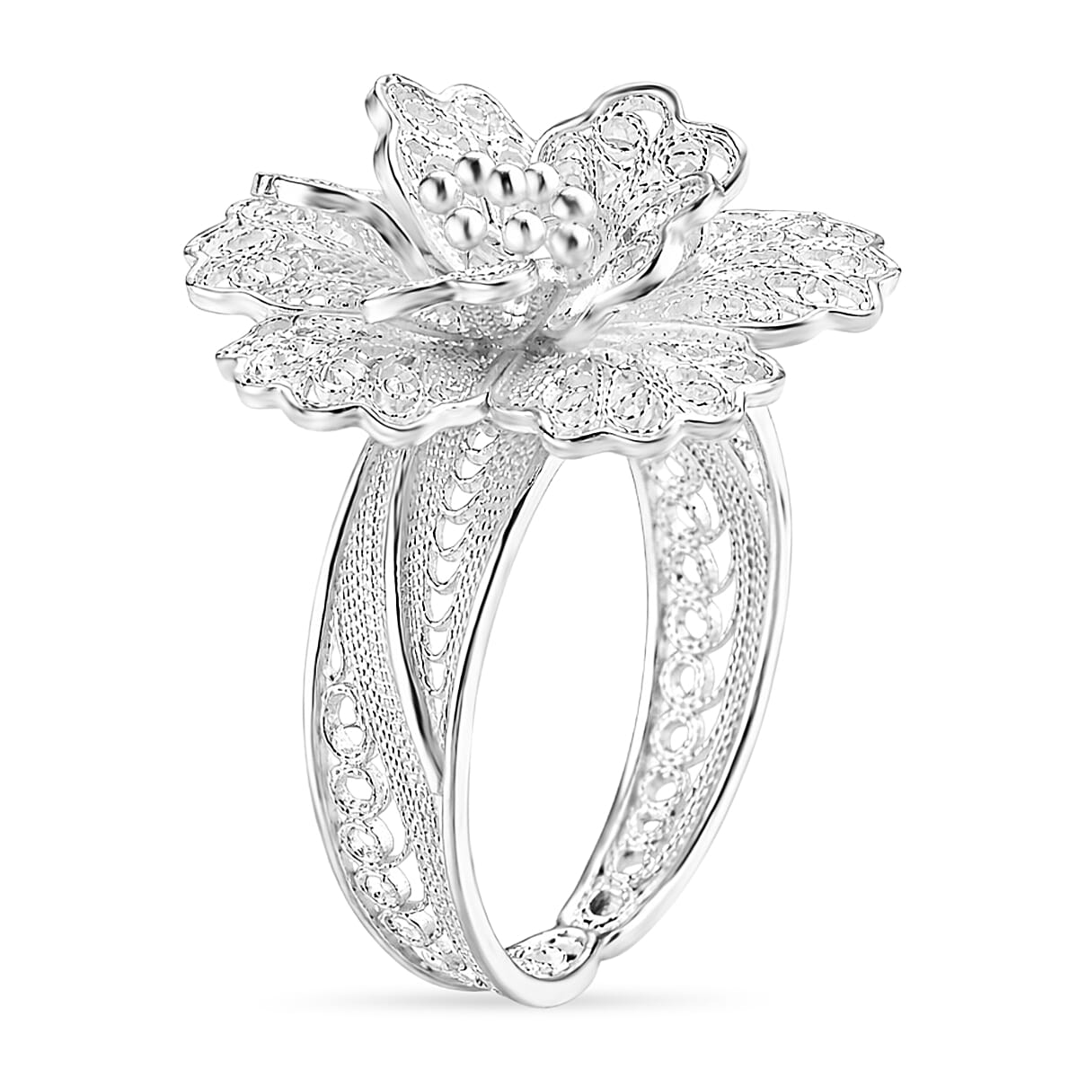 Royal Bali Collection - Sterling Silver Floral Ring