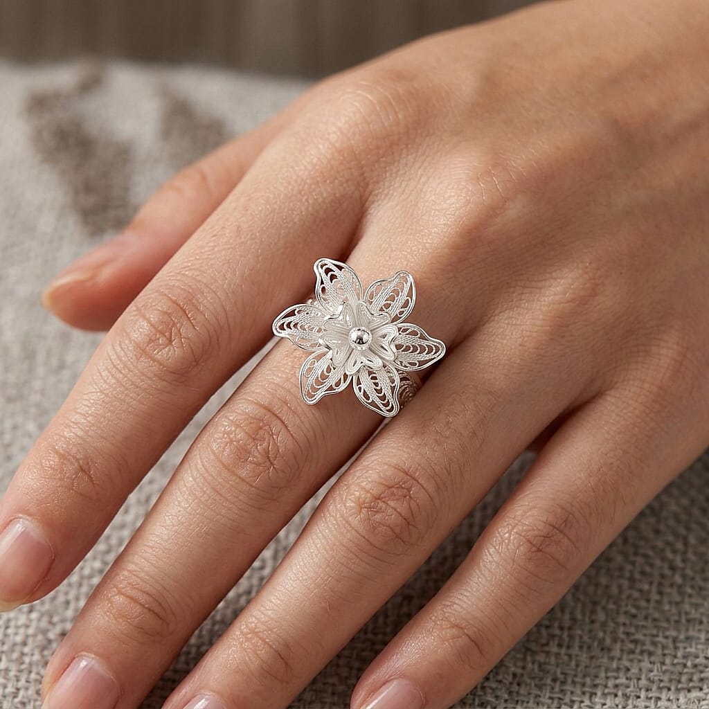 Royal Bali Collection - Sterling Silver Floral Ring