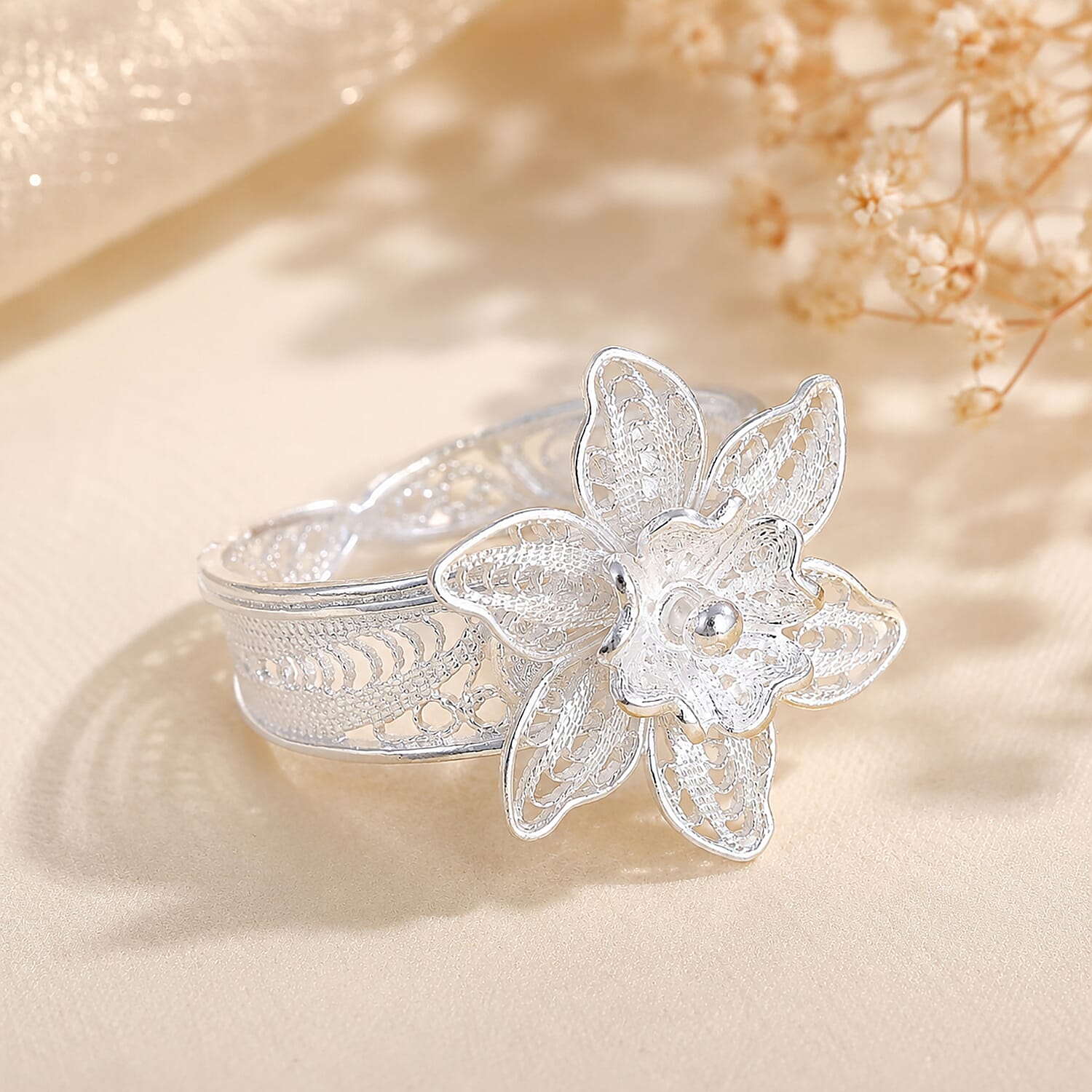 Royal Bali Collection - Sterling Silver Floral Ring