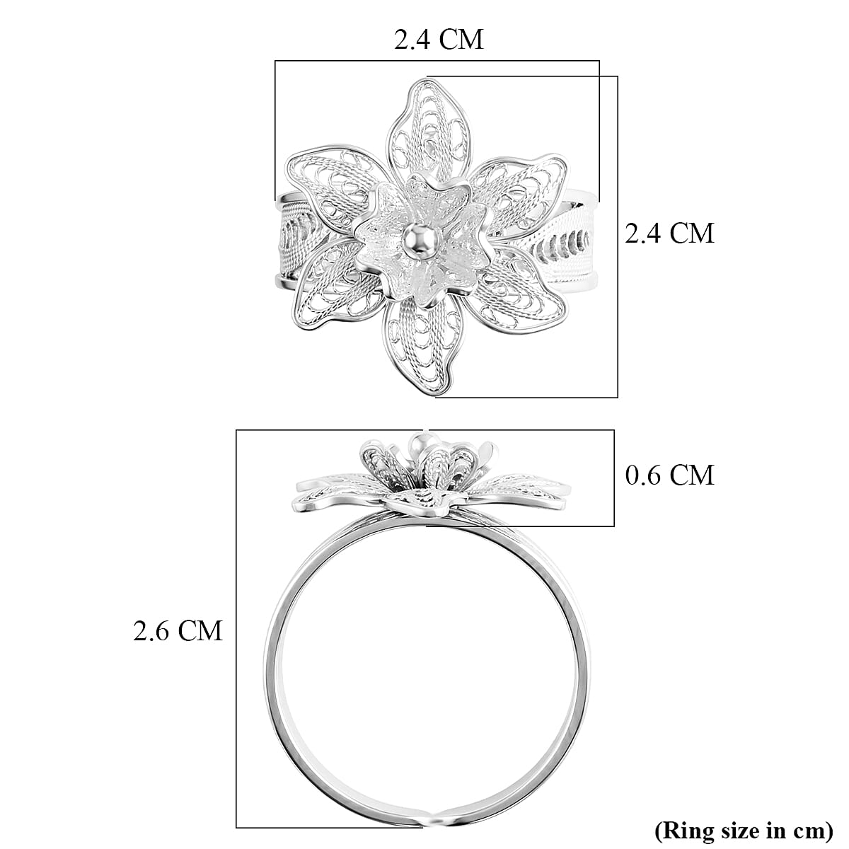 Royal Bali Collection - Sterling Silver Floral Ring