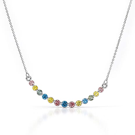 Luxuriant-Lab Grown Multi Colour Diamond (SI-G-H ) Necklace (Size - 20) in Rhodium Overlay Sterling Silver 1.00 Ct.