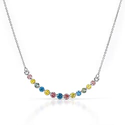 Luxuriant SI-G-H Lab Grown Multi Colour Diamond Necklace (Size - 20) in Rhodium Overlay Sterling Silver 0.96 Ct.
