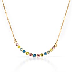 Luxuriant SI-G-H Lab Grown Multi Colour Diamond Necklace (Size - 20) in Rhodium Overlay Sterling Silver 0.96 Ct.