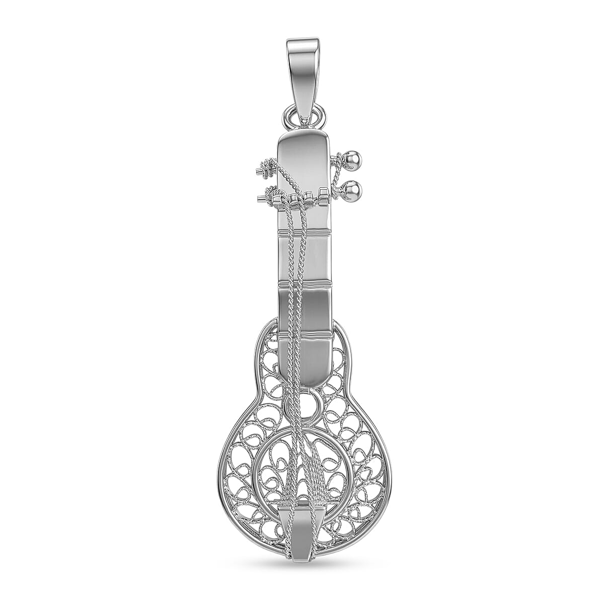 Royal Bali Collection - Sterling Silver Guitar Design Pendant