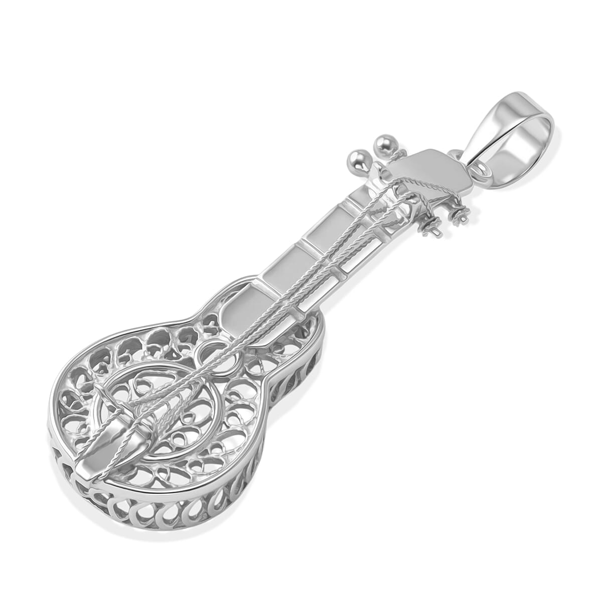 Royal Bali Collection - Sterling Silver Guitar Design Pendant