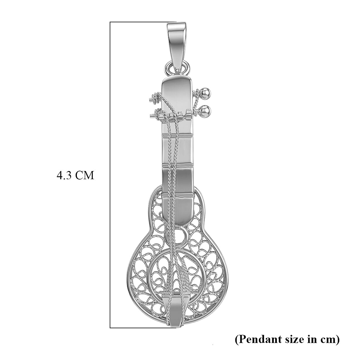 Royal Bali Collection - Sterling Silver Guitar Design Pendant