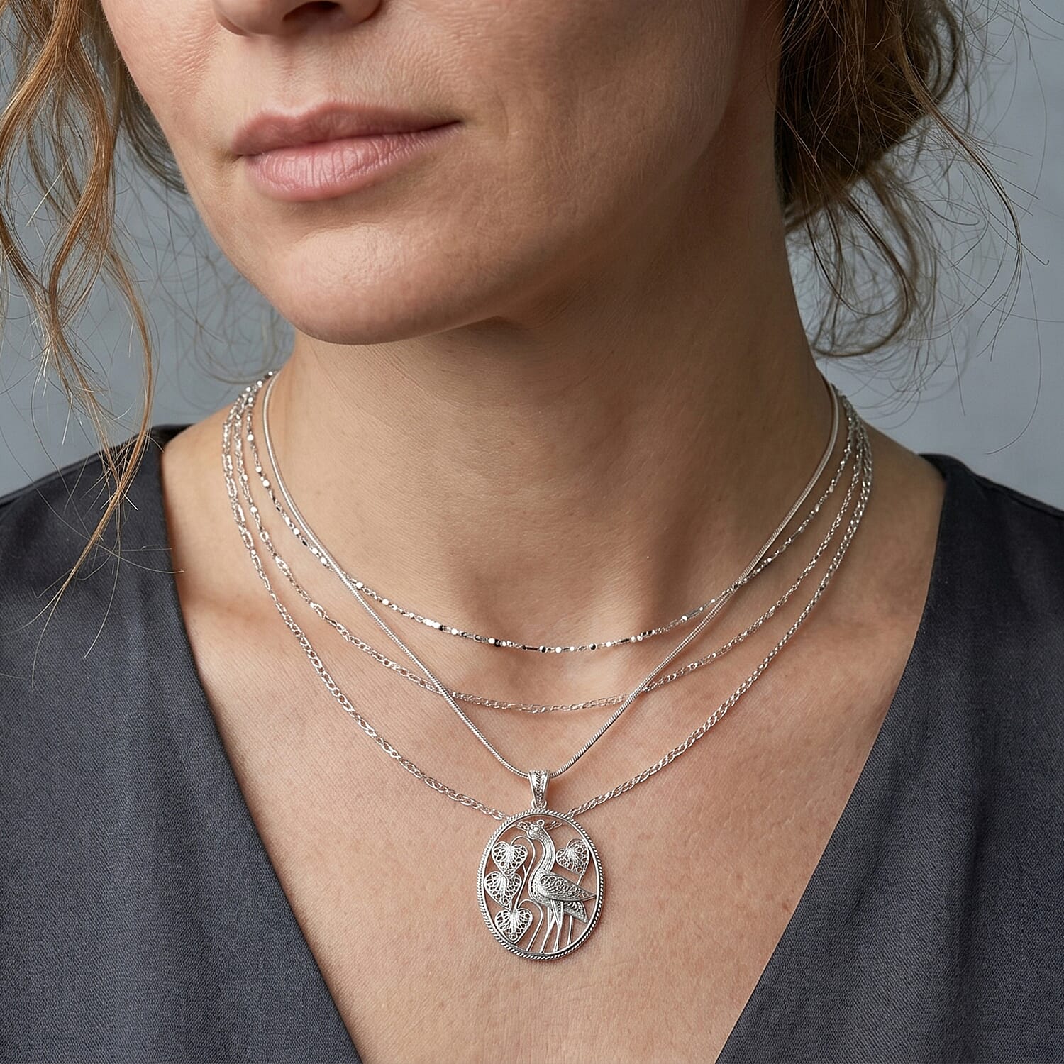 Royal Bali Collection - Sterling Silver Peacock Pendant