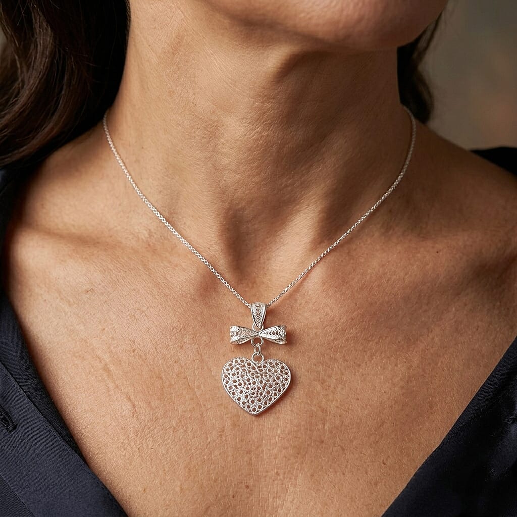 Royal Bali Collection - Sterling Silver Heart Pendant