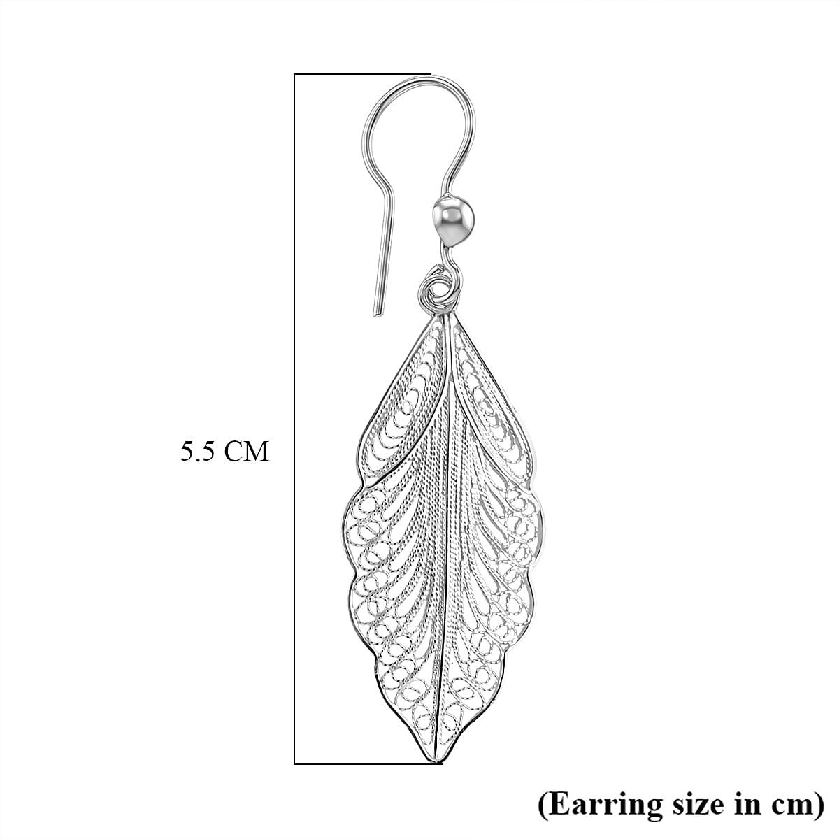 Royal Bali Collection - Sterling Silver Leaf Design Earring with Hook