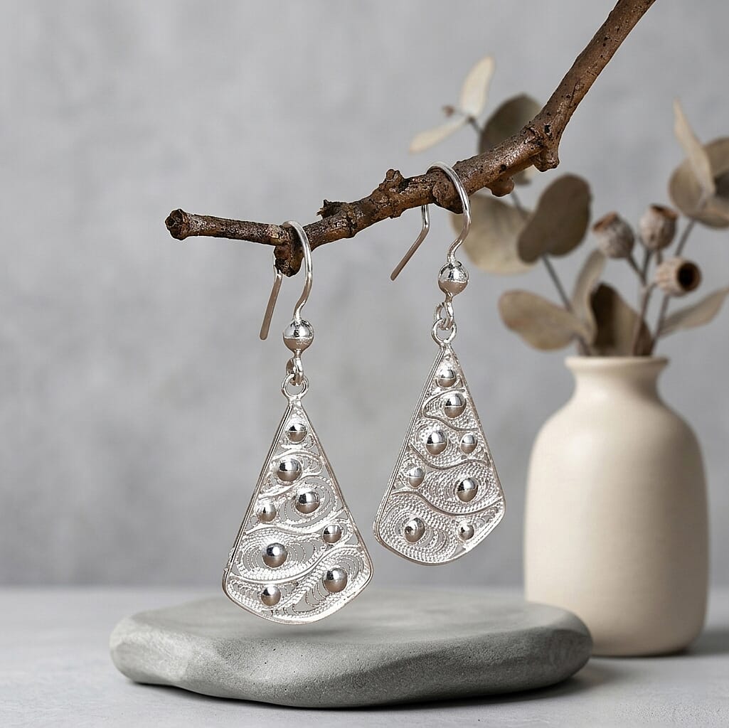 Royal Bali Collection - Sterling Silver Dangle Earring with Hook
