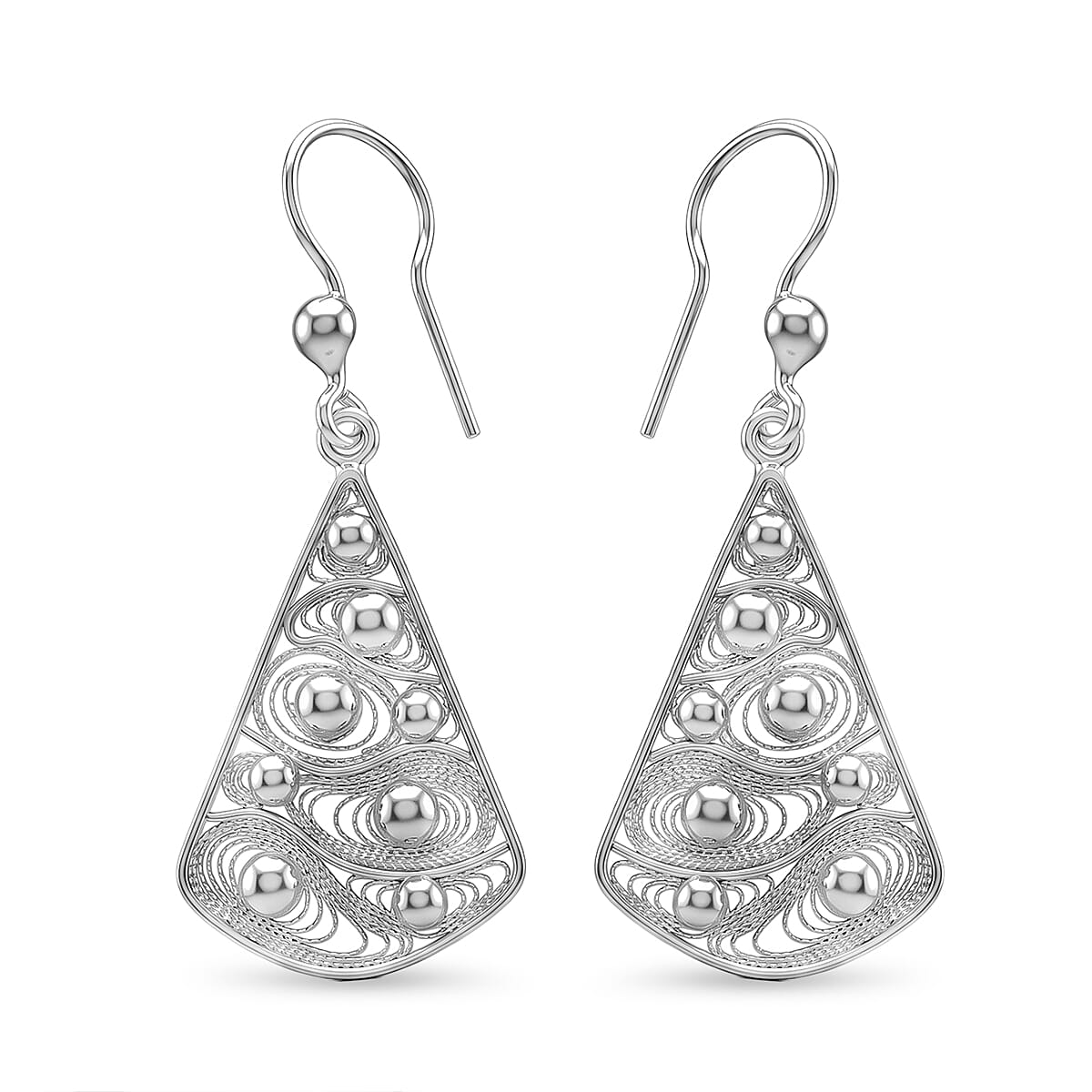 Royal Bali Collection - Sterling Silver Dangle Earring with Hook