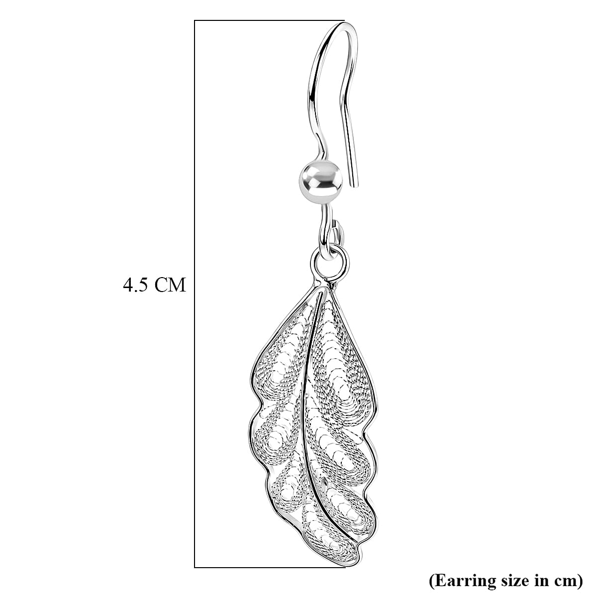 Royal Bali Collection - Sterling Silver Leaf Design Earring with Hook
