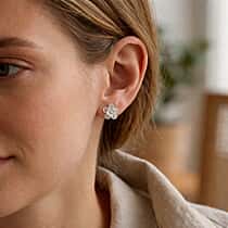 Royal Bali Collection - Sterling Silver Floral Stud Push Back Earring