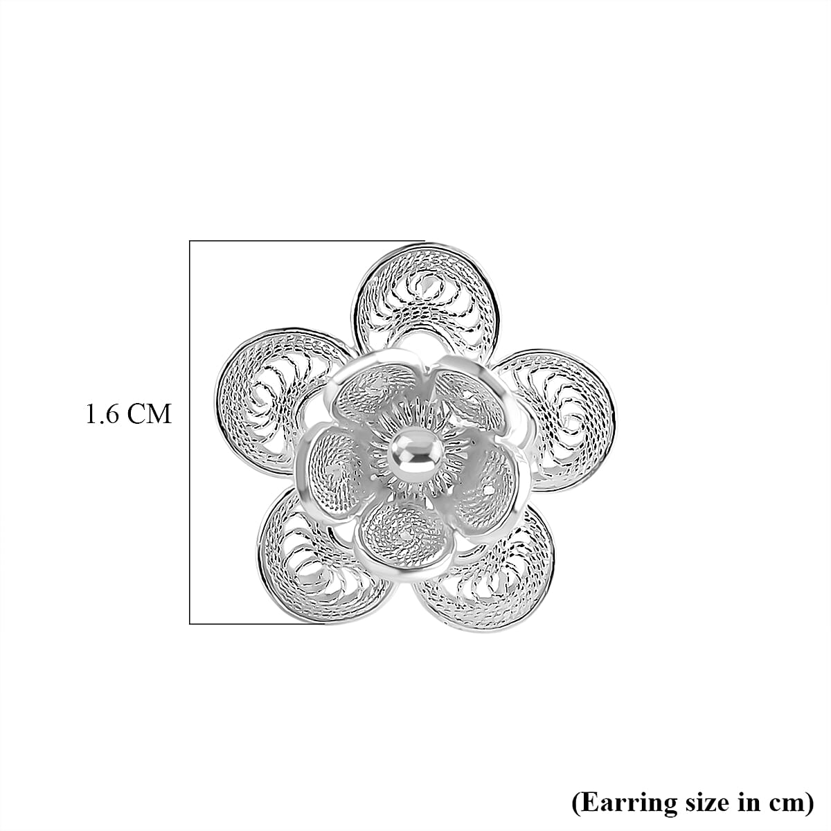 Royal Bali Collection - Sterling Silver Floral Stud Push Back Earring