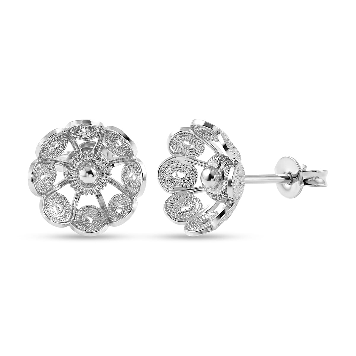Royal Bali Collection - Sterling Silver Stud Push Back Earrings