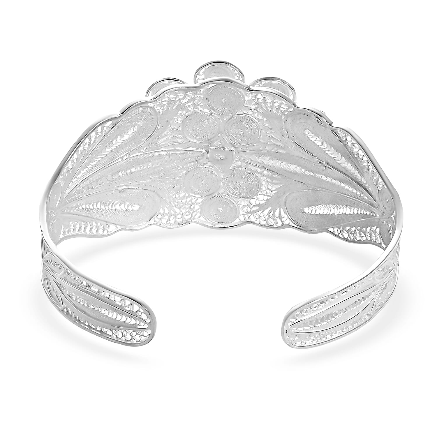 Royal Bali Collection - Sterling Silver Cuff Bangle (Size - 7.5), Silver Wt. 34.00 Gms